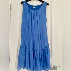 100% Silk Blue Sleeveless Summer Dress 💙